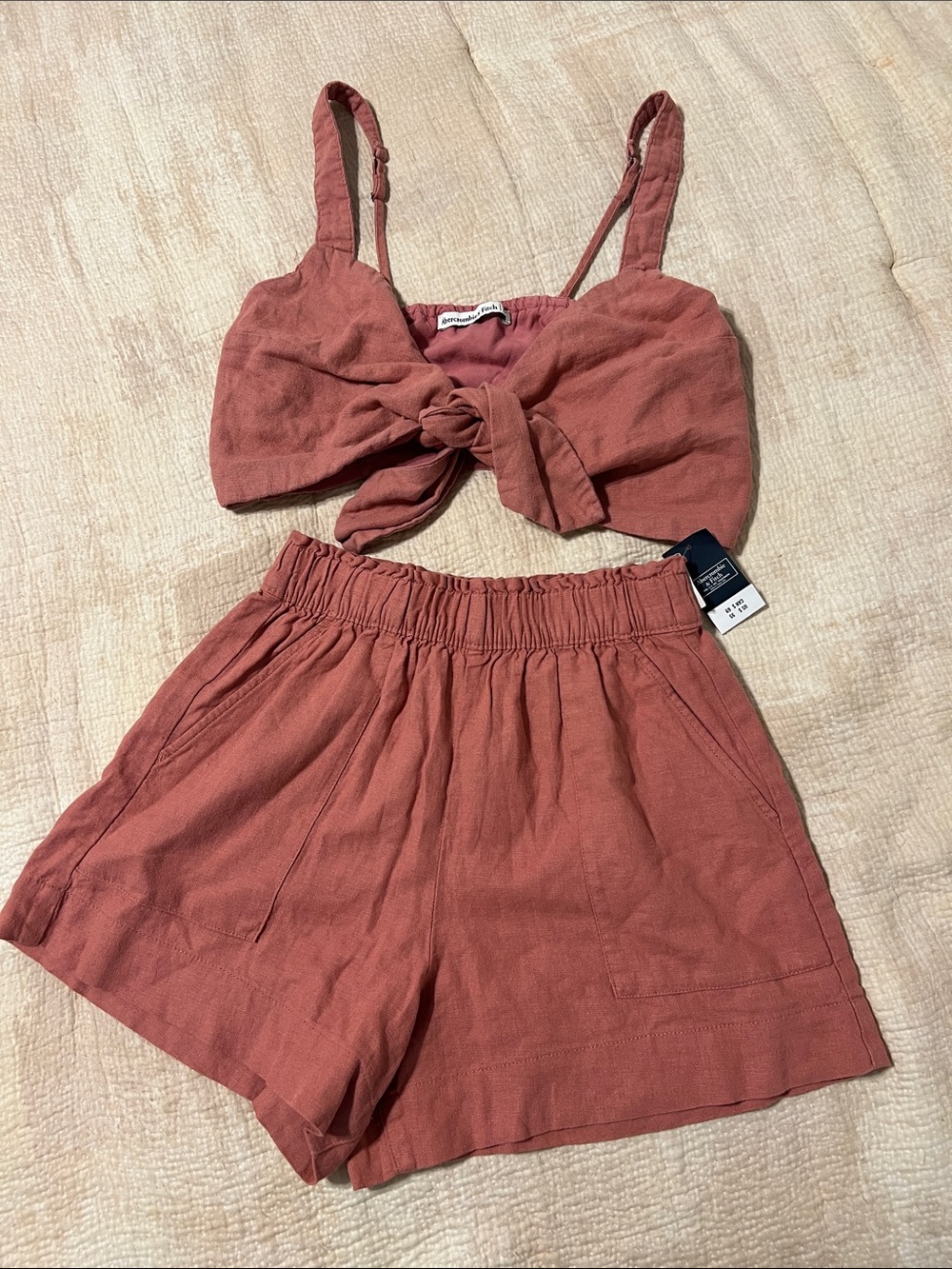 Abercrombie & Fitch 3-piece Dusty Rose Linen-Blend Set